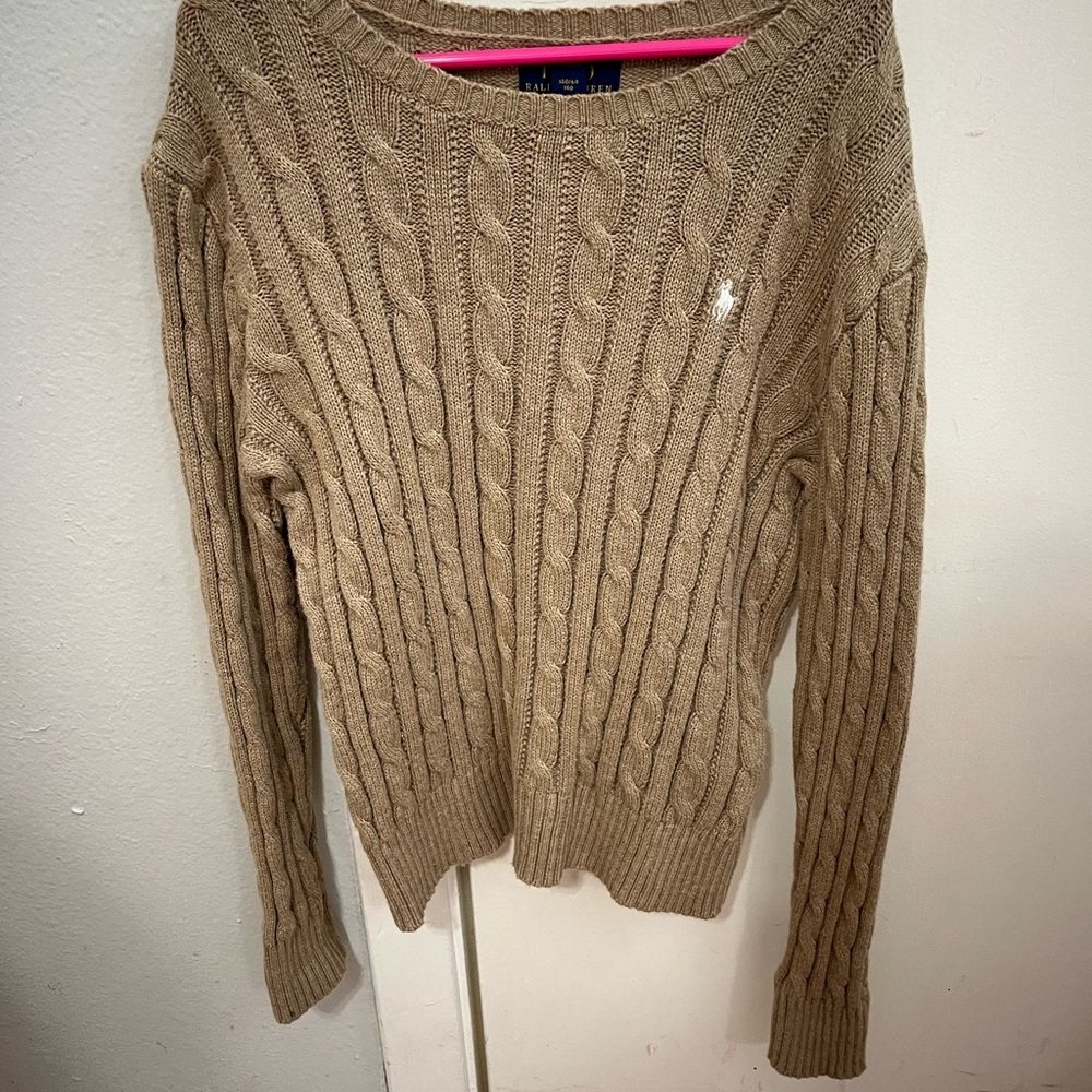 Ralph Lauren Polo Youth Medium (8-10) Cable Knit Tan Sweater